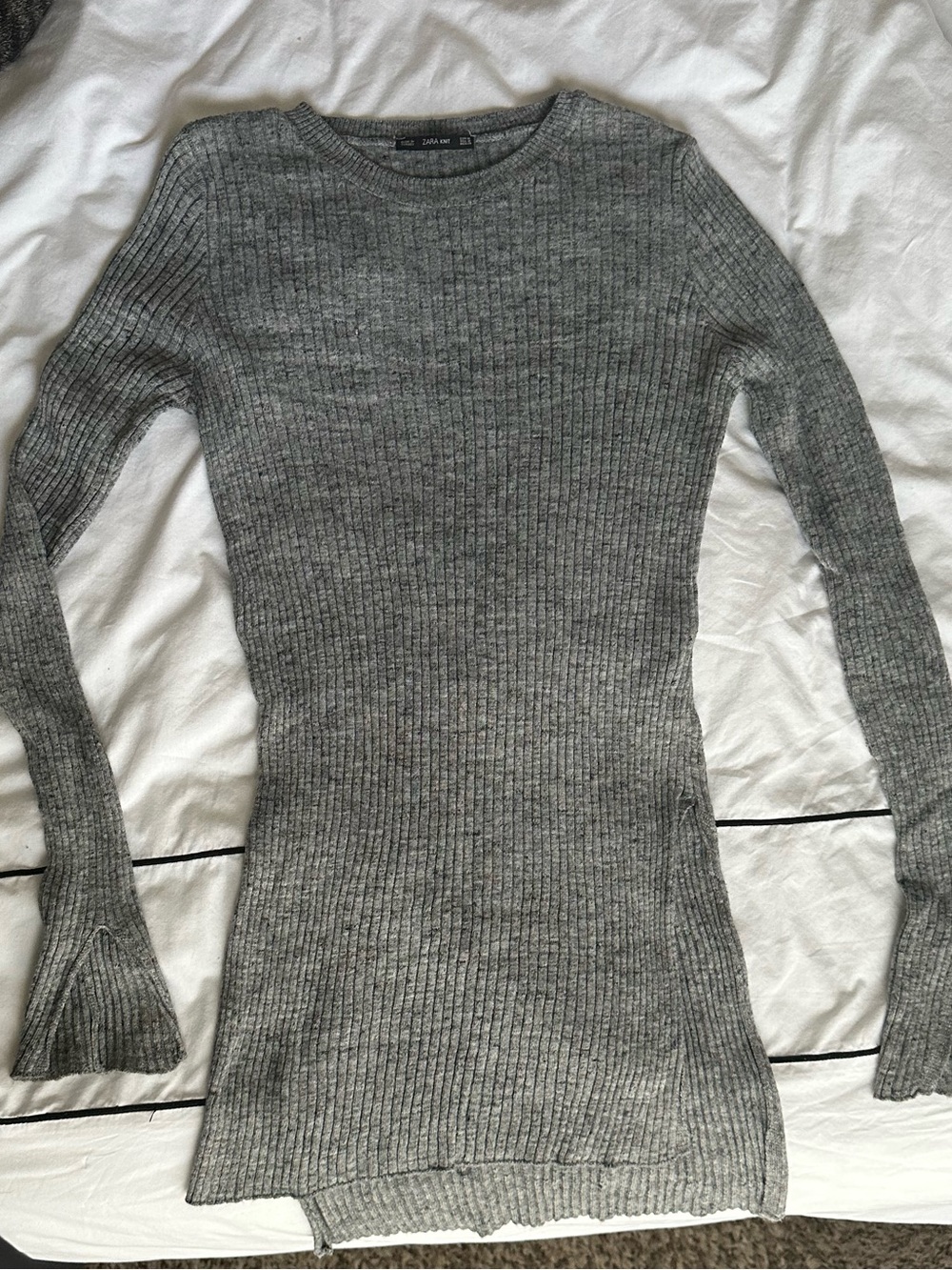 Zara Gray Ribbed Long Sleeve